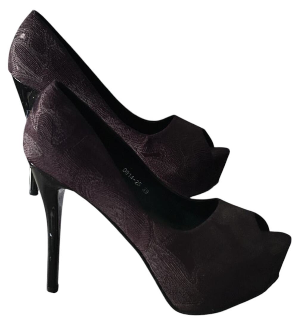 Lian Ai Yu Black Peep Toe Platform 5" Stiletto Heels Size 8.5 (39, 245)